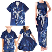 Personalized Hawaiian Maori Hammerhead Shark Family Matching Tank Maxi Dress and Hawaiian Shirt Polu Plumeria LT9 - Polynesian Pride