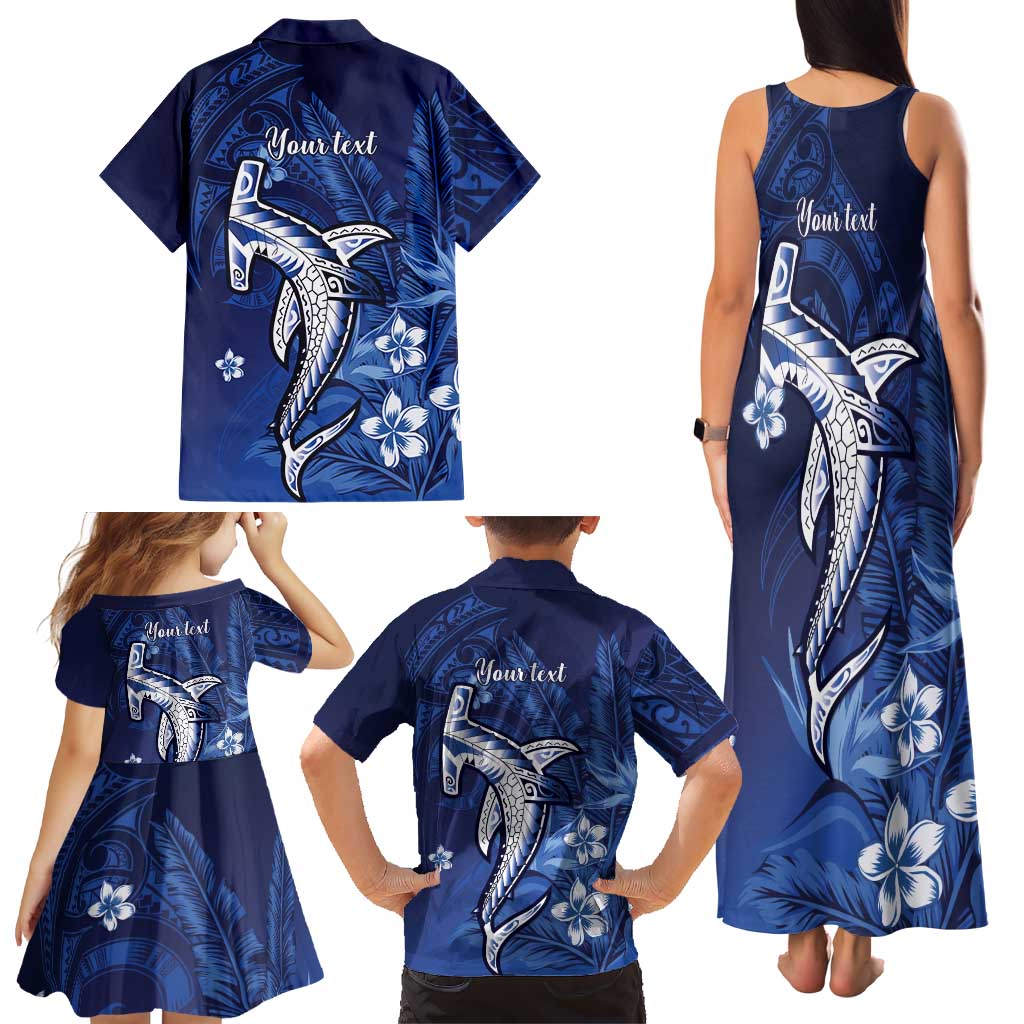 Personalized Hawaiian Maori Hammerhead Shark Family Matching Tank Maxi Dress and Hawaiian Shirt Polu Plumeria LT9 - Polynesian Pride