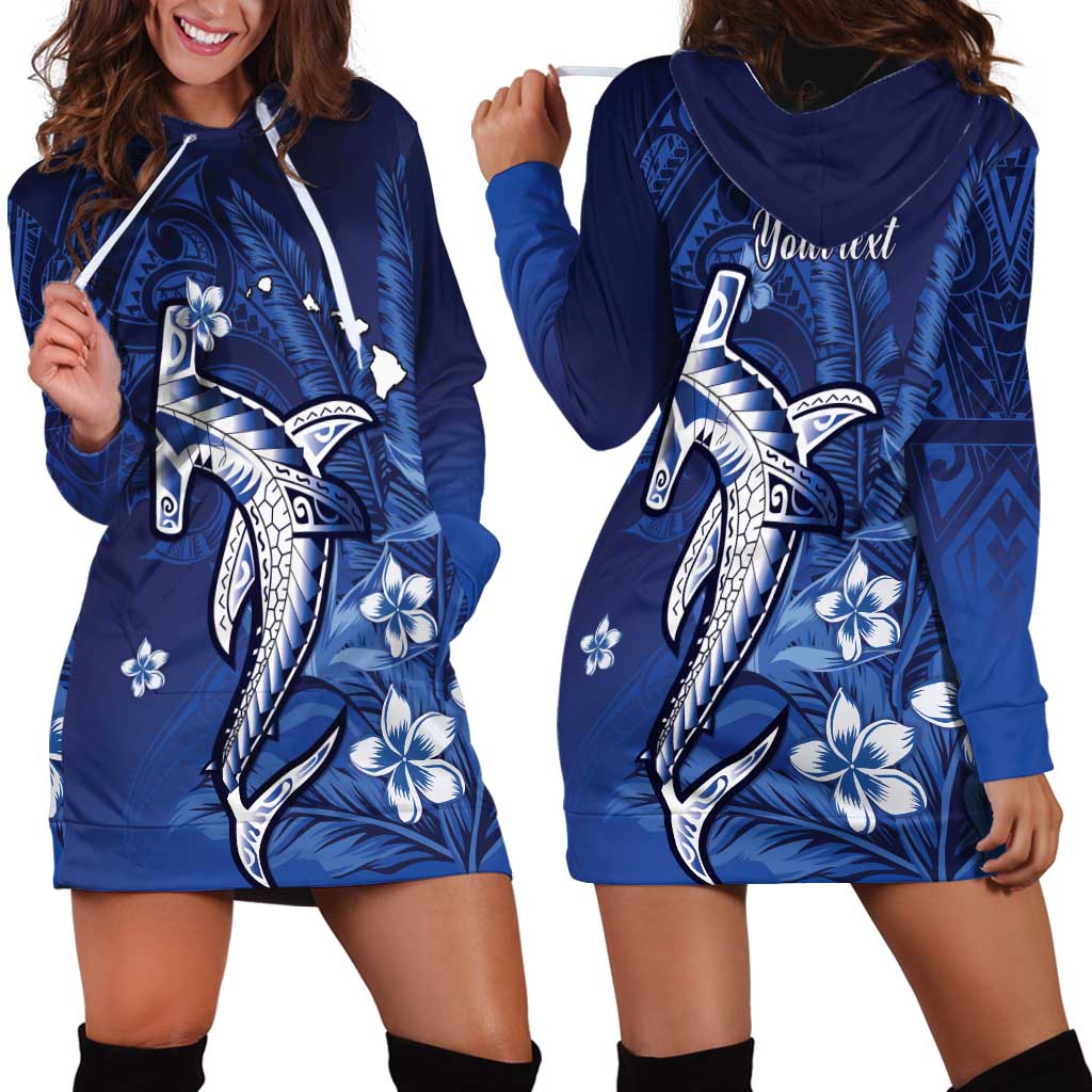 Personalized Hawaiian Maori Hammerhead Shark Hoodie Dress Polu Plumeria - Polynesian Pride