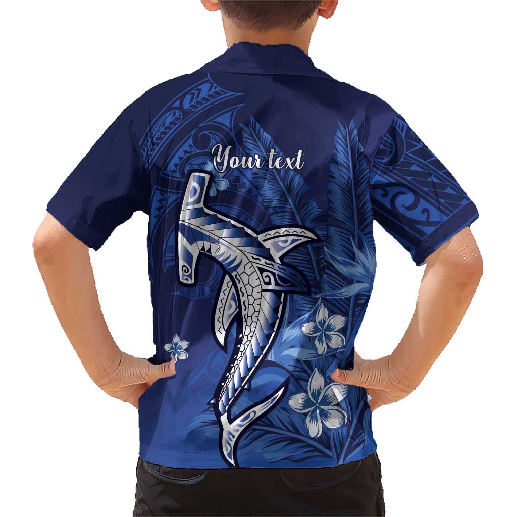 Personalized Hawaiian Maori Hammerhead Shark Kid Hawaiian Shirt Polu Plumeria - Polynesian Pride