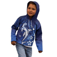 Personalized Hawaiian Maori Hammerhead Shark Kid Hoodie Polu Plumeria - Polynesian Pride