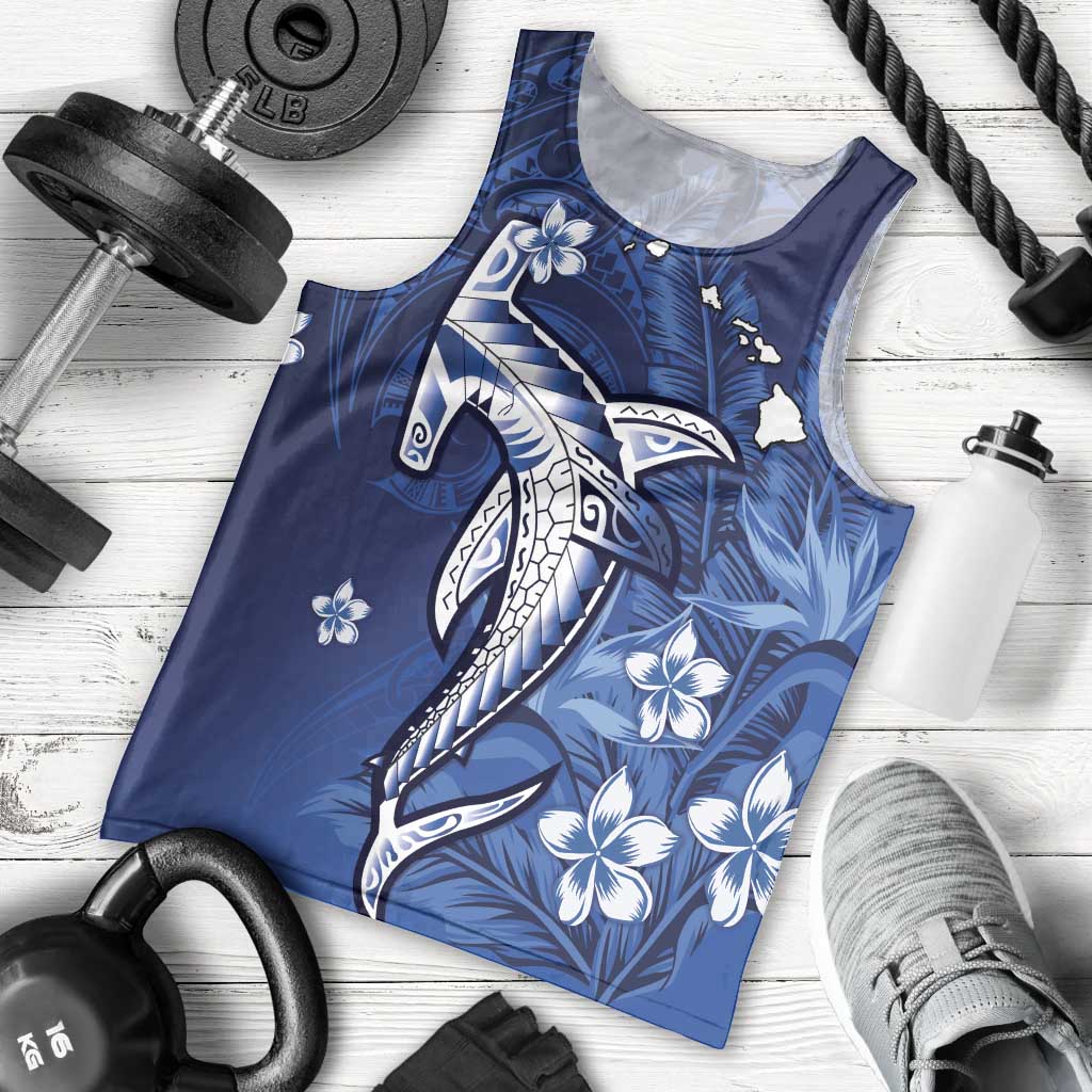 Personalized Hawaiian Maori Hammerhead Shark Men Tank Top Polu Plumeria - Polynesian Pride