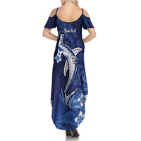 Personalized Hawaiian Maori Hammerhead Shark Summer Maxi Dress Polu Plumeria - Polynesian Pride