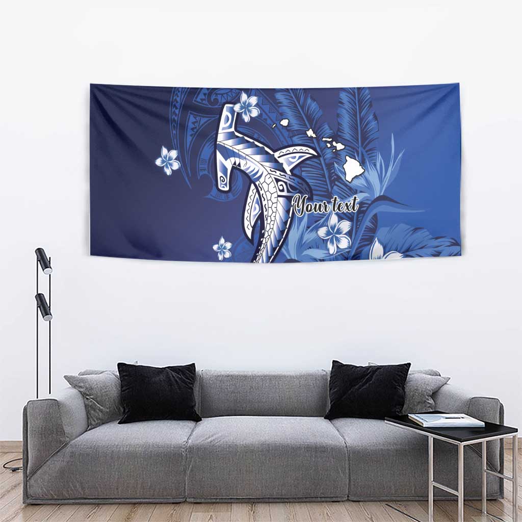 Personalized Hawaiian Maori Hammerhead Shark Tapestry Polu Plumeria - Polynesian Pride