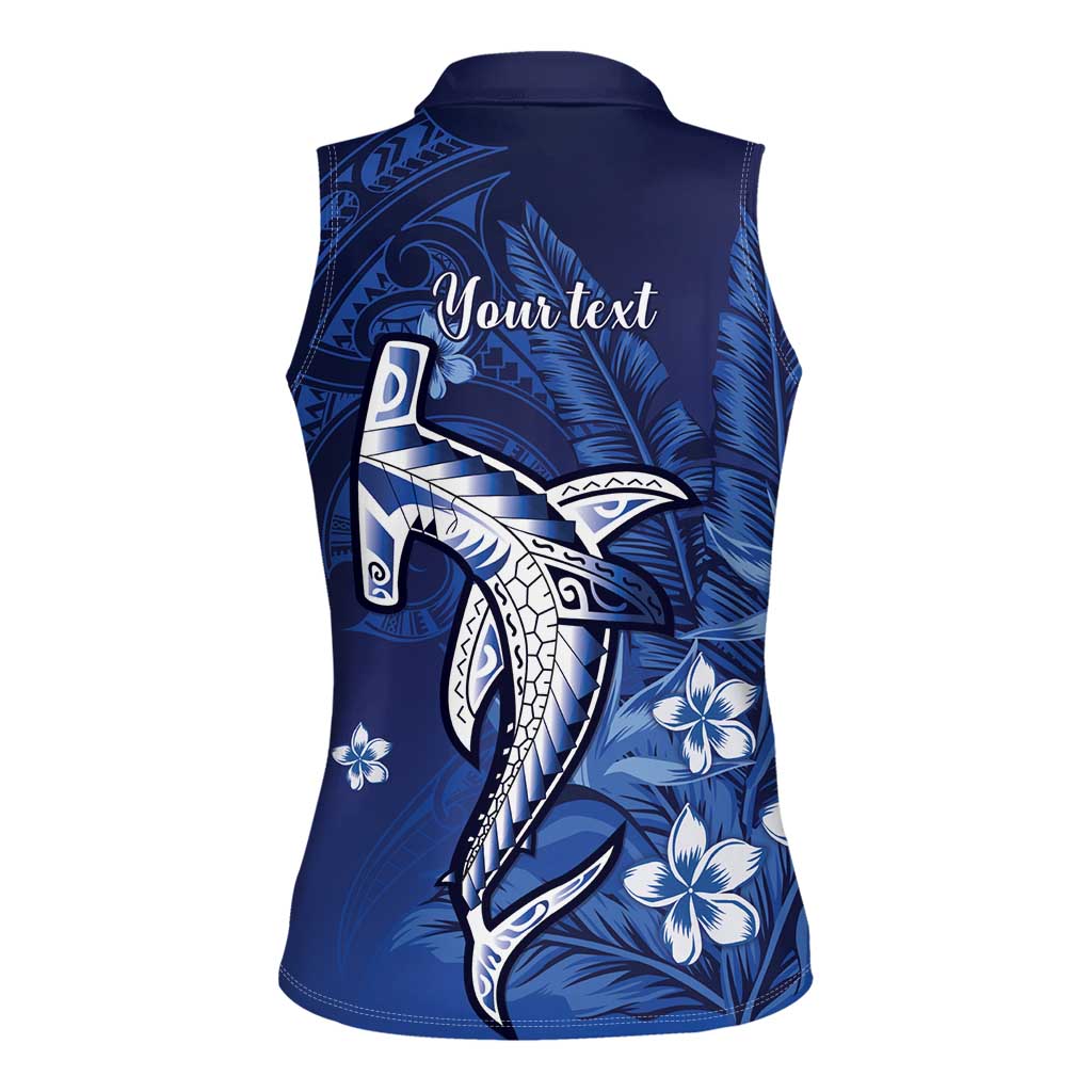Personalized Hawaiian Maori Hammerhead Shark Women Sleeveless Polo Shirt Polu Plumeria LT9 - Polynesian Pride