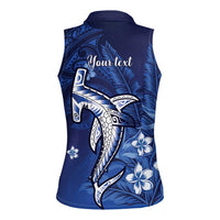 Personalized Hawaiian Maori Hammerhead Shark Women Sleeveless Polo Shirt Polu Plumeria LT9 - Polynesian Pride