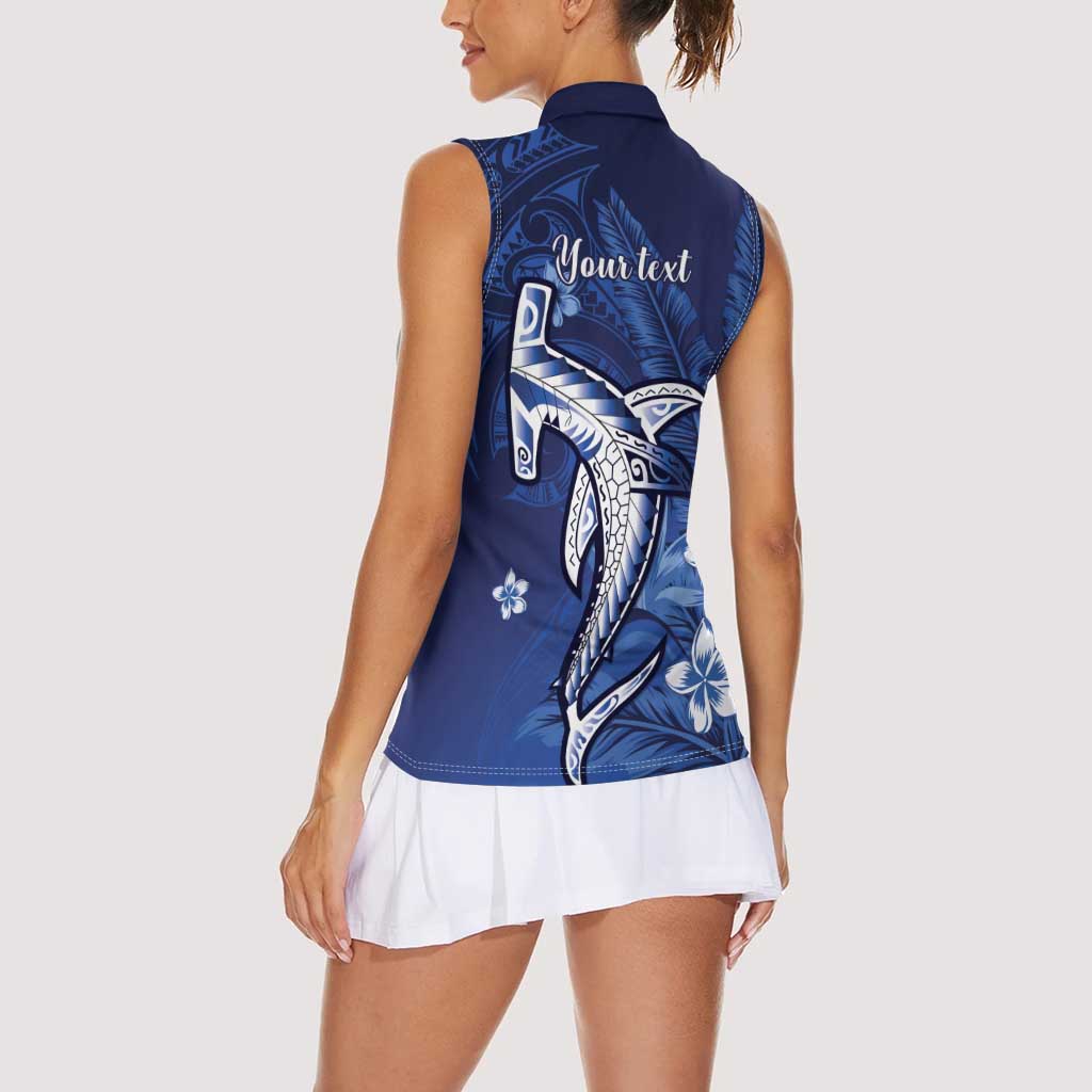 Personalized Hawaiian Maori Hammerhead Shark Women Sleeveless Polo Shirt Polu Plumeria LT9 - Polynesian Pride