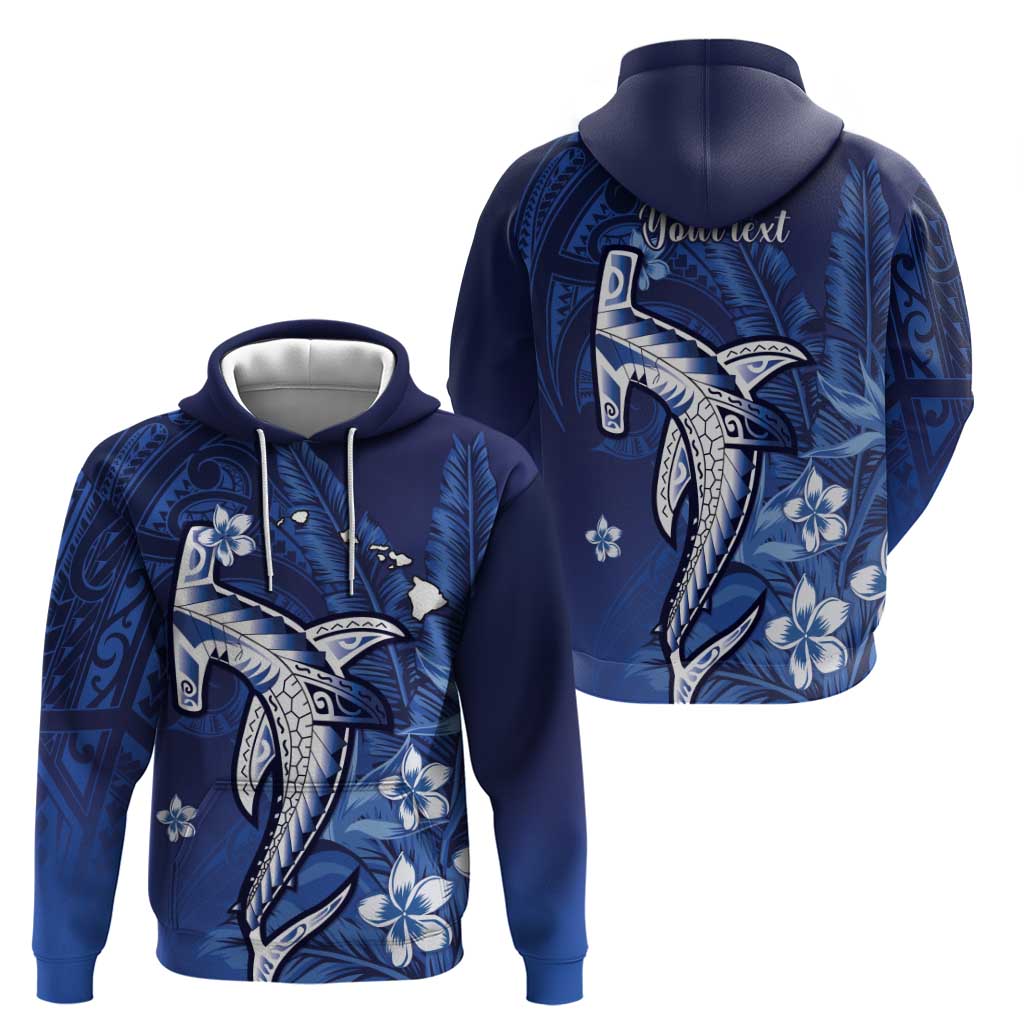Personalized Hawaiian Maori Hammerhead Shark Zip Hoodie Polu Plumeria - Polynesian Pride