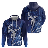 Personalized Hawaiian Maori Hammerhead Shark Zip Hoodie Polu Plumeria - Polynesian Pride