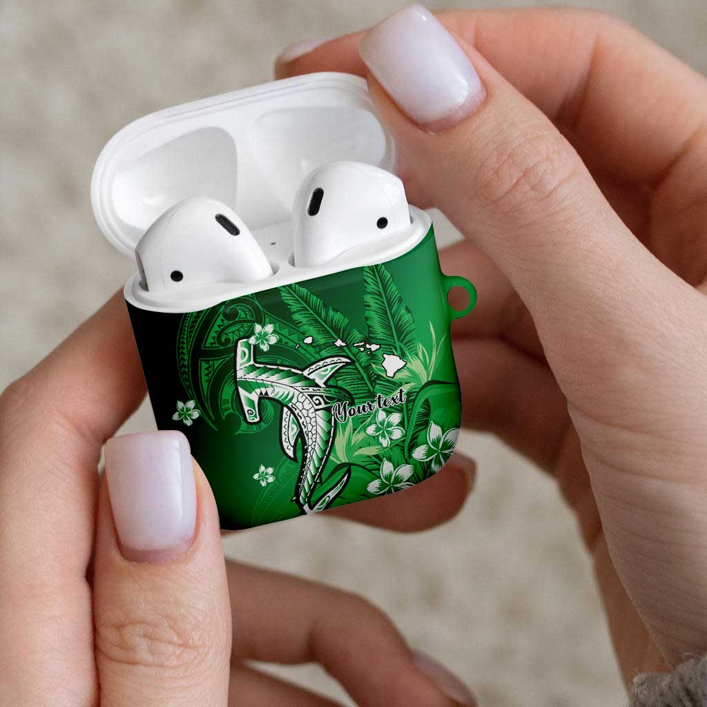 Personalized Hawaiian Maori Hammerhead Shark AirPods Case Omaomao Plumeria - Polynesian Pride