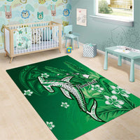 Personalized Hawaiian Maori Hammerhead Shark Area Rug Omaomao Plumeria - Polynesian Pride