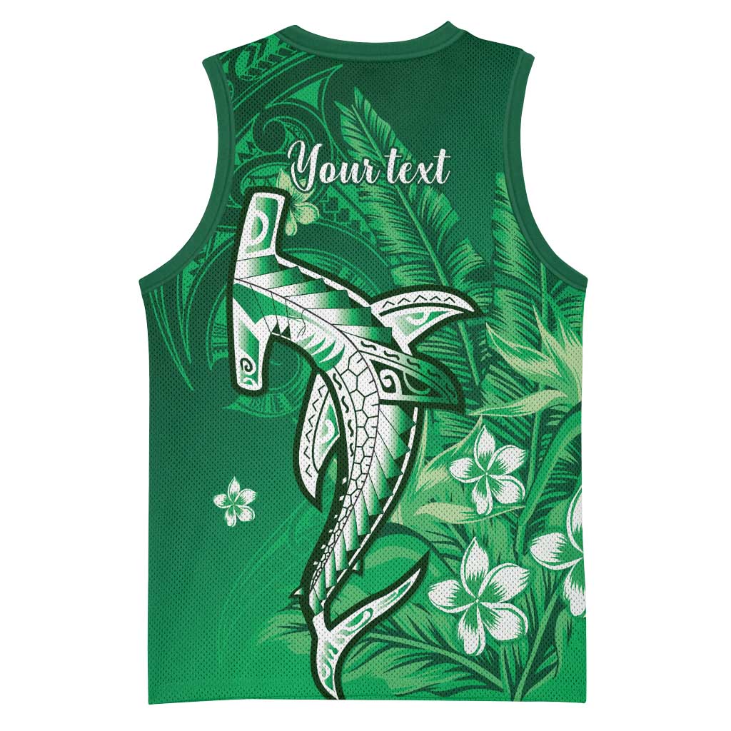Personalized Hawaiian Maori Hammerhead Shark Basketball Jersey Omaomao Plumeria - Polynesian Pride