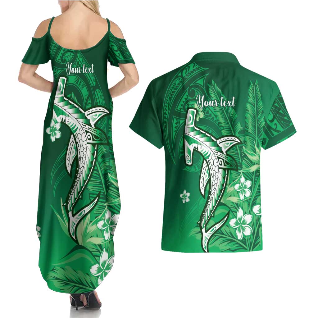 Personalized Hawaiian Maori Hammerhead Shark Couples Matching Summer Maxi Dress and Hawaiian Shirt Omaomao Plumeria LT9 - Polynesian Pride