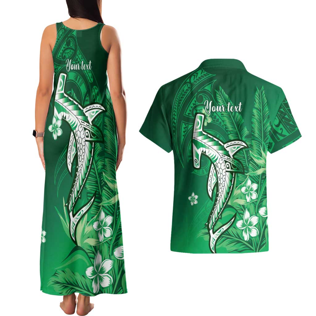Personalized Hawaiian Maori Hammerhead Shark Couples Matching Tank Maxi Dress and Hawaiian Shirt Omaomao Plumeria LT9 - Polynesian Pride