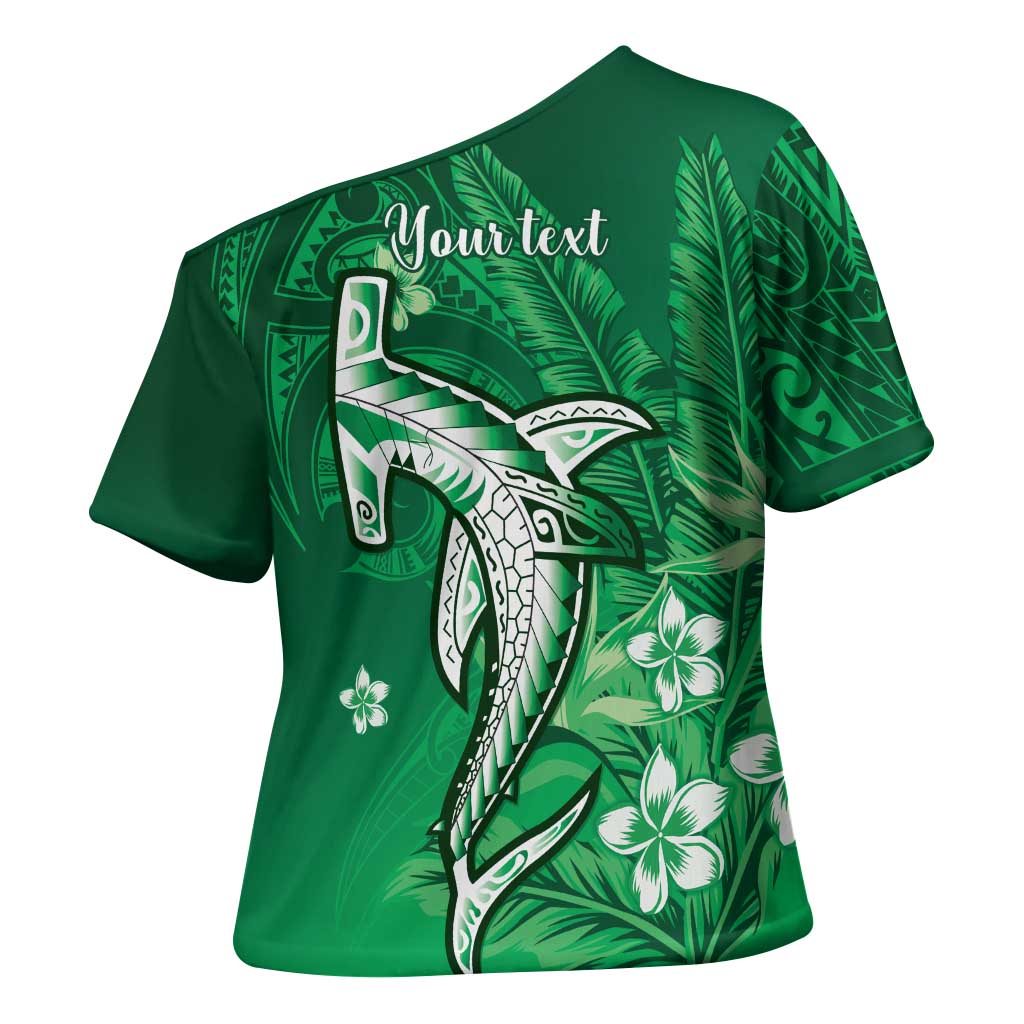 Personalized Hawaiian Maori Hammerhead Shark Cross Shoulder Shirt Omaomao Plumeria LT9 - Polynesian Pride
