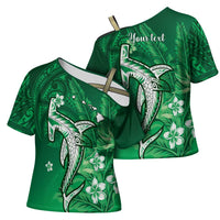 Personalized Hawaiian Maori Hammerhead Shark Cross Shoulder Shirt Omaomao Plumeria LT9 - Polynesian Pride