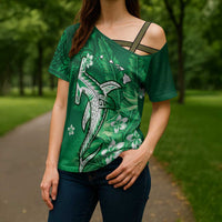 Personalized Hawaiian Maori Hammerhead Shark Cross Shoulder Shirt Omaomao Plumeria LT9 - Polynesian Pride