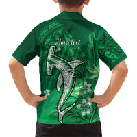 Personalized Hawaiian Maori Hammerhead Shark Family Matching Off The Shoulder Long Sleeve Dress and Hawaiian Shirt Omaomao Plumeria LT9 - Polynesian Pride