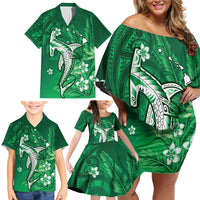 Personalized Hawaiian Maori Hammerhead Shark Family Matching Off Shoulder Short Dress and Hawaiian Shirt Omaomao Plumeria LT9 - Polynesian Pride