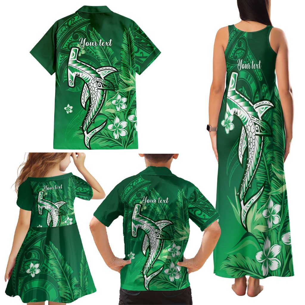 Personalized Hawaiian Maori Hammerhead Shark Family Matching Tank Maxi Dress and Hawaiian Shirt Omaomao Plumeria LT9 - Polynesian Pride