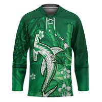 Personalized Hawaiian Maori Hammerhead Shark Hockey Jersey Omaomao Plumeria - Polynesian Pride