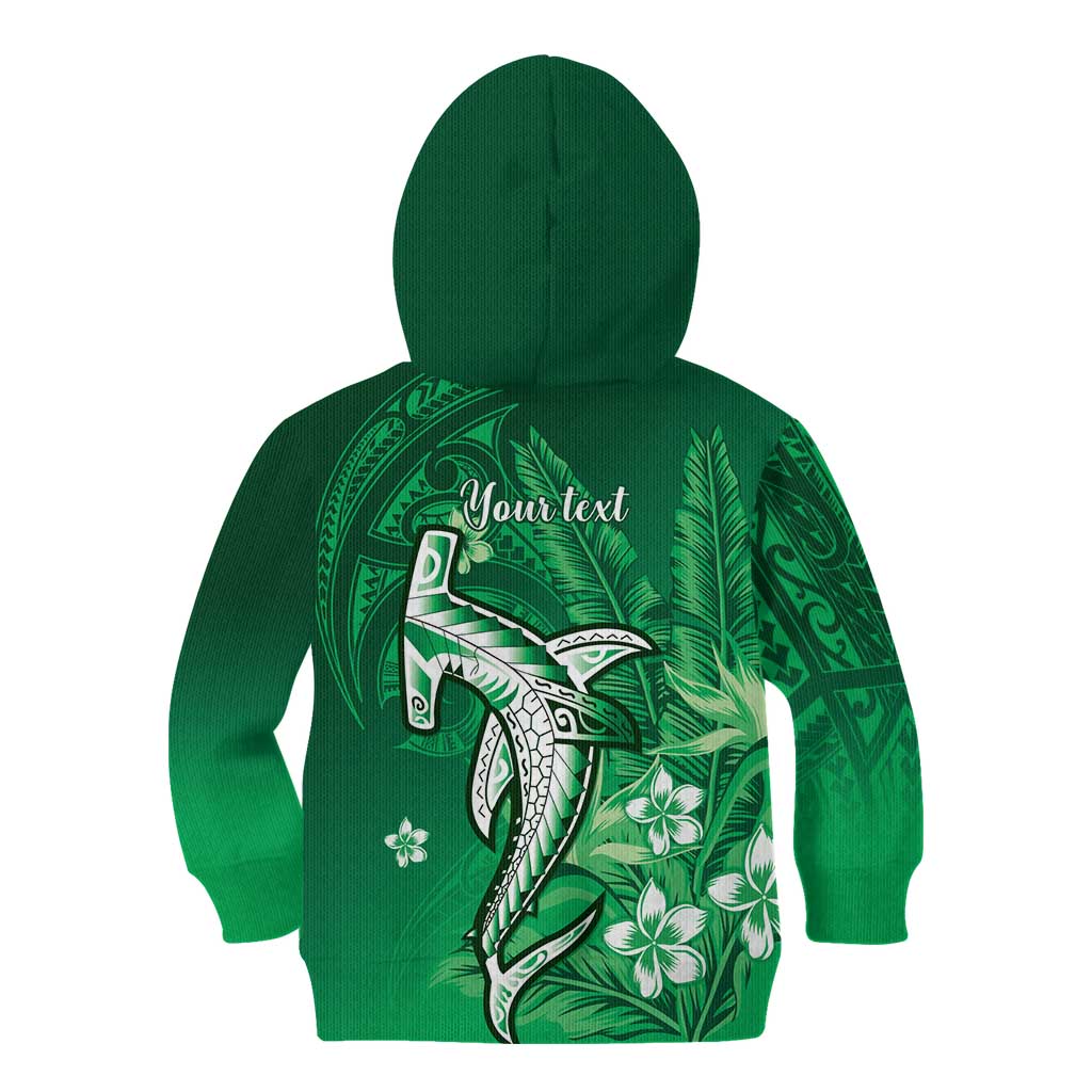 Personalized Hawaiian Maori Hammerhead Shark Kid Hoodie Omaomao Plumeria - Polynesian Pride