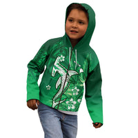 Personalized Hawaiian Maori Hammerhead Shark Kid Hoodie Omaomao Plumeria - Polynesian Pride