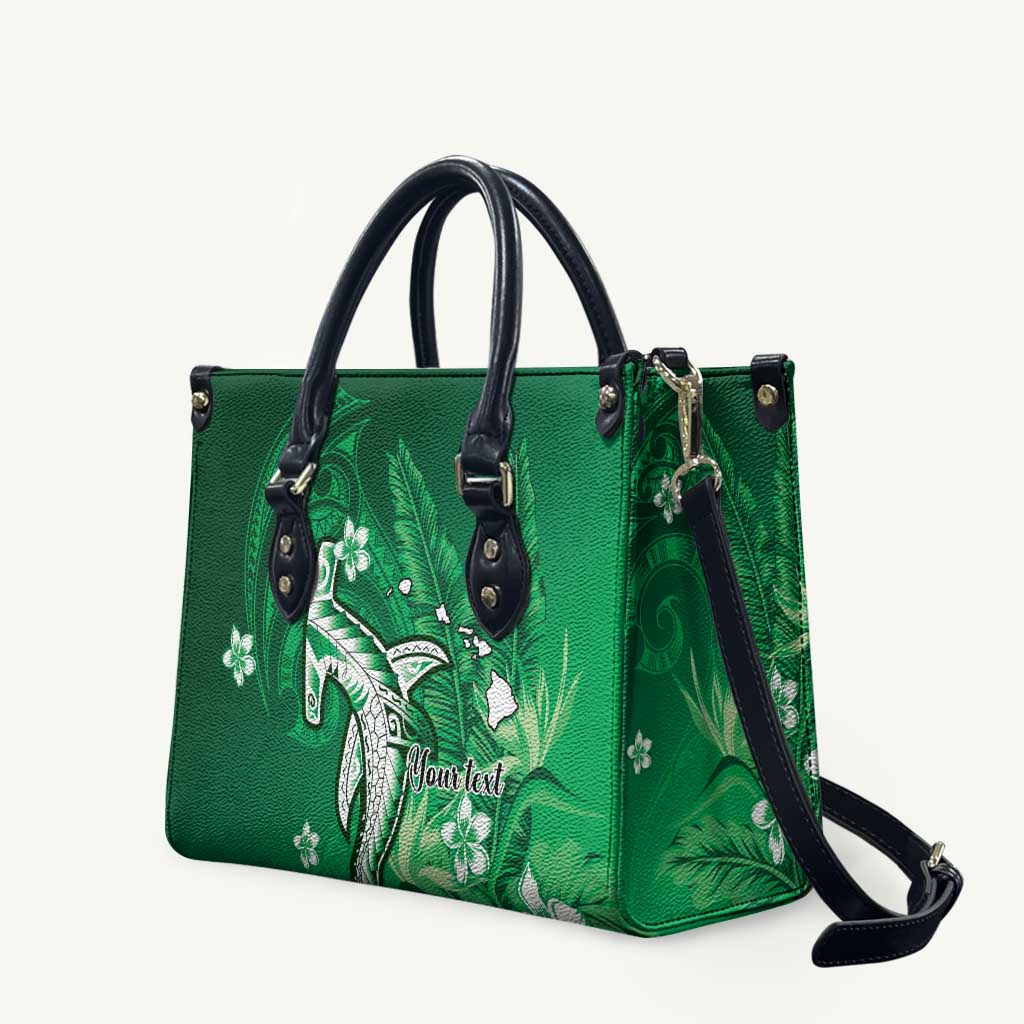 Personalized Hawaiian Maori Hammerhead Shark Leather Bag Omaomao Plumeria - Polynesian Pride