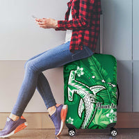 Personalized Hawaiian Maori Hammerhead Shark Luggage Cover Omaomao Plumeria - Polynesian Pride