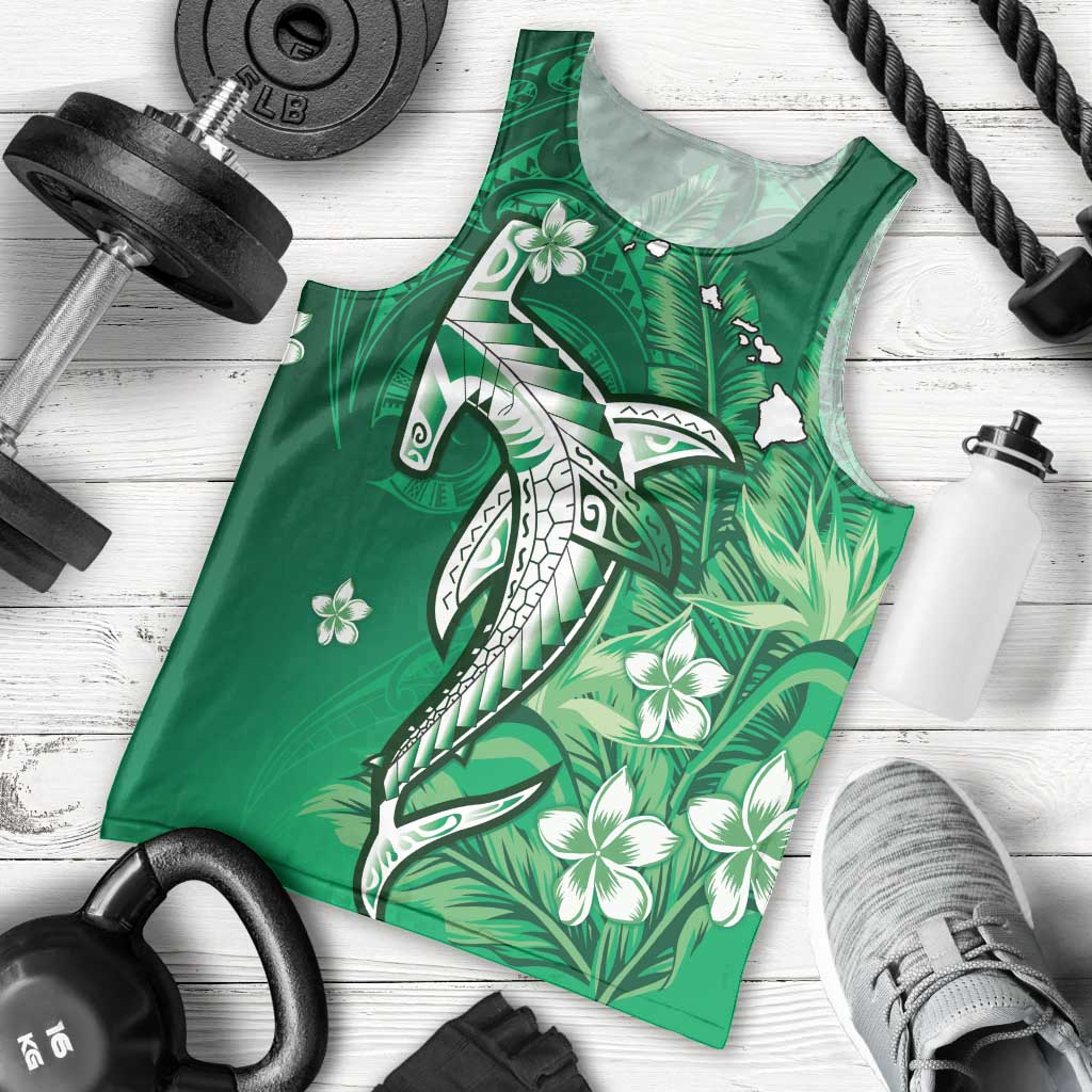 Personalized Hawaiian Maori Hammerhead Shark Men Tank Top Omaomao Plumeria - Polynesian Pride