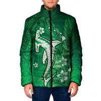 Personalized Hawaiian Maori Hammerhead Shark Padded Jacket Omaomao Plumeria - Polynesian Pride
