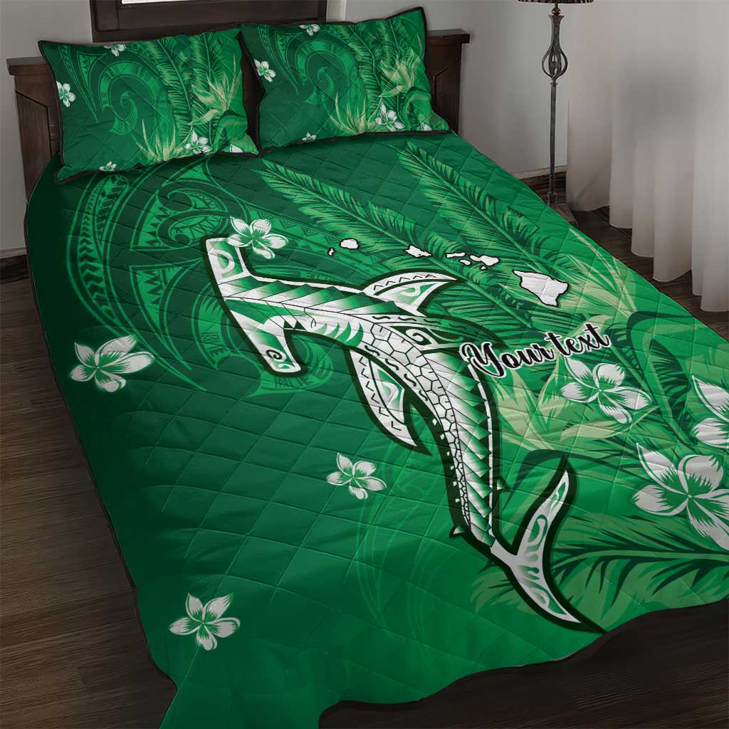 Personalized Hawaiian Maori Hammerhead Shark Quilt Bed Set Omaomao Plumeria - Polynesian Pride