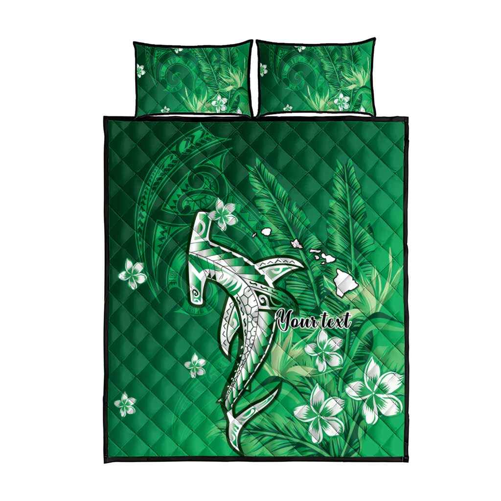 Personalized Hawaiian Maori Hammerhead Shark Quilt Bed Set Omaomao Plumeria - Polynesian Pride