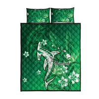 Personalized Hawaiian Maori Hammerhead Shark Quilt Bed Set Omaomao Plumeria - Polynesian Pride