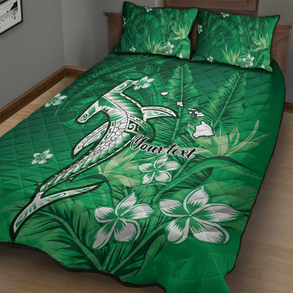 Personalized Hawaiian Maori Hammerhead Shark Quilt Bed Set Omaomao Plumeria - Polynesian Pride