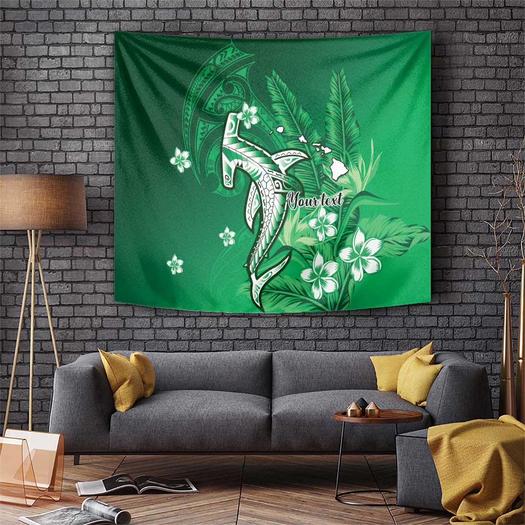Personalized Hawaiian Maori Hammerhead Shark Tapestry Omaomao Plumeria - Polynesian Pride