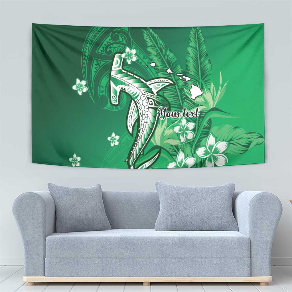 Personalized Hawaiian Maori Hammerhead Shark Tapestry Omaomao Plumeria - Polynesian Pride