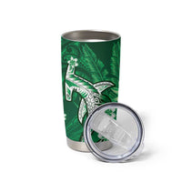 Personalized Hawaiian Maori Hammerhead Shark Tumbler Cup Omaomao Plumeria - Polynesian Pride