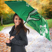 Personalized Hawaiian Maori Hammerhead Shark Umbrella Omaomao Plumeria - Polynesian Pride