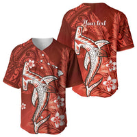 Personalized Hawaiian Maori Hammerhead Shark Baseball Jersey Ulaula Plumeria - Polynesian Pride