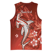 Personalized Hawaiian Maori Hammerhead Shark Basketball Jersey Ulaula Plumeria - Polynesian Pride