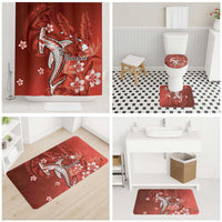 Personalized Hawaiian Maori Hammerhead Shark Bathroom Set Ulaula Plumeria - Polynesian Pride