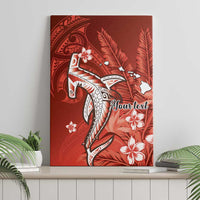 Personalized Hawaiian Maori Hammerhead Shark Canvas Wall Art Ulaula Plumeria - Polynesian Pride