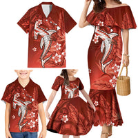 Personalized Hawaiian Maori Hammerhead Shark Family Matching Mermaid Dress and Hawaiian Shirt Ulaula Plumeria LT9 - Polynesian Pride