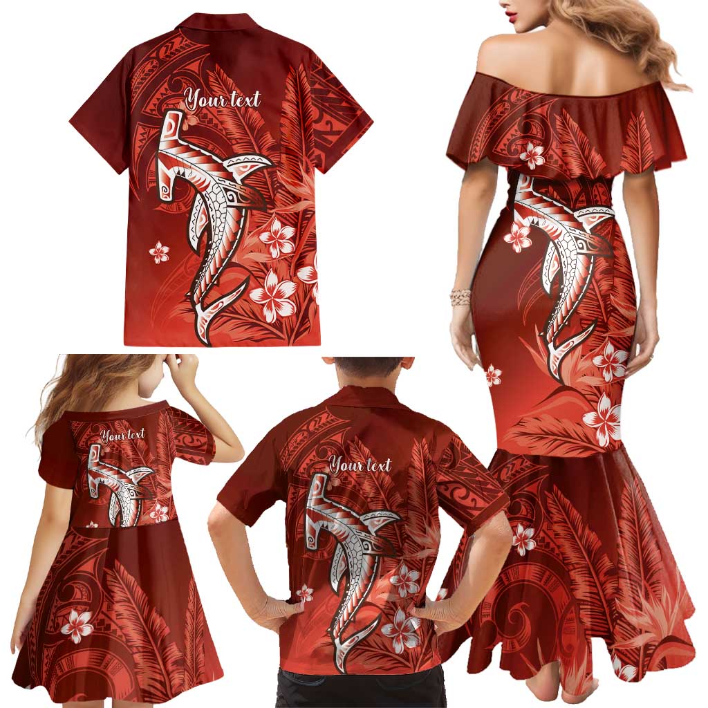 Personalized Hawaiian Maori Hammerhead Shark Family Matching Mermaid Dress and Hawaiian Shirt Ulaula Plumeria LT9 - Polynesian Pride