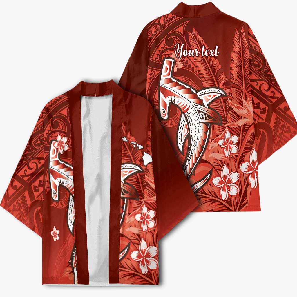 Personalized Hawaiian Maori Hammerhead Shark Kimono Ulaula Plumeria - Polynesian Pride