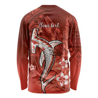 Personalized Hawaiian Maori Hammerhead Shark Long Sleeve Shirt Ulaula Plumeria LT9 - Polynesian Pride