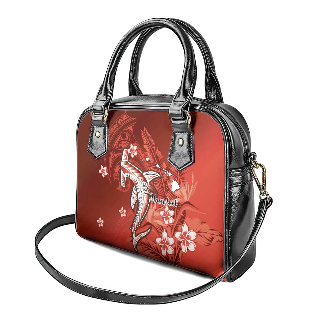 Personalized Hawaiian Maori Hammerhead Shark Shoulder Handbag Ulaula Plumeria - Polynesian Pride