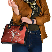 Personalized Hawaiian Maori Hammerhead Shark Shoulder Handbag Ulaula Plumeria - Polynesian Pride