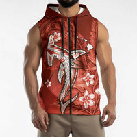 Personalized Hawaiian Maori Hammerhead Shark Sleeveless Zip Hoodie Ulaula Plumeria LT9 - Polynesian Pride